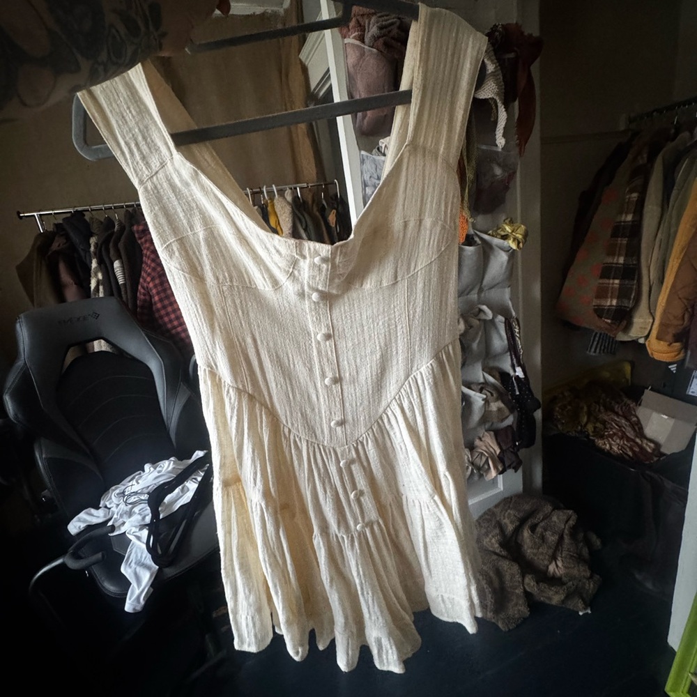 Women's Cream Button-Front Summer Romper